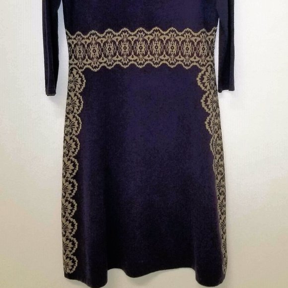 Nine West L Knit Dress Lightweight Purple Beige - Picture 12 of 16